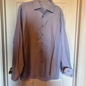 Marcello XL Patterned Button-Up Italian Shirt Decorative cuffs
